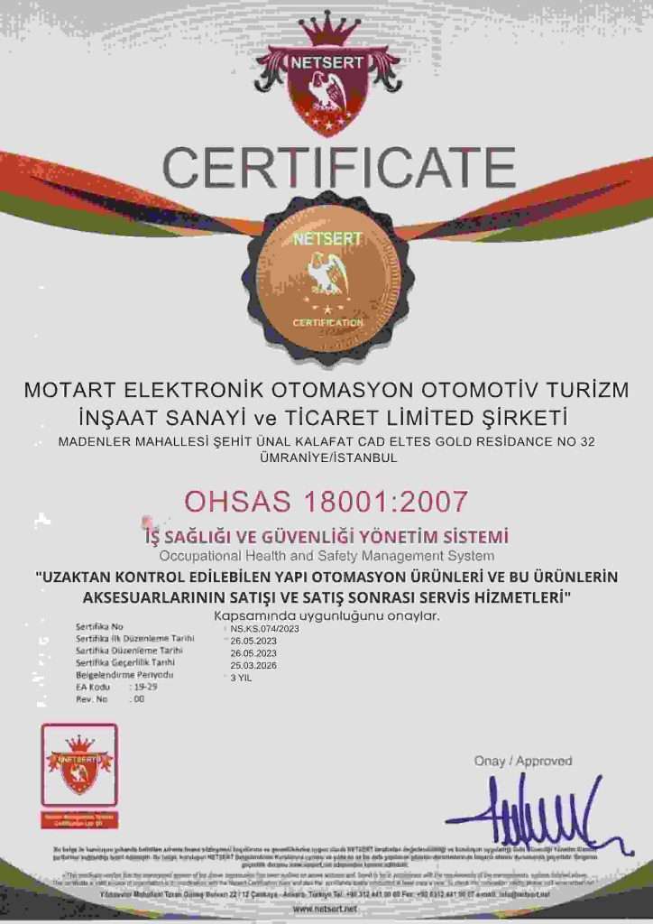 MOTART ELEKTRONİK OHSAS 180012007 İŞ SAĞLIĞI SİSTEMİ