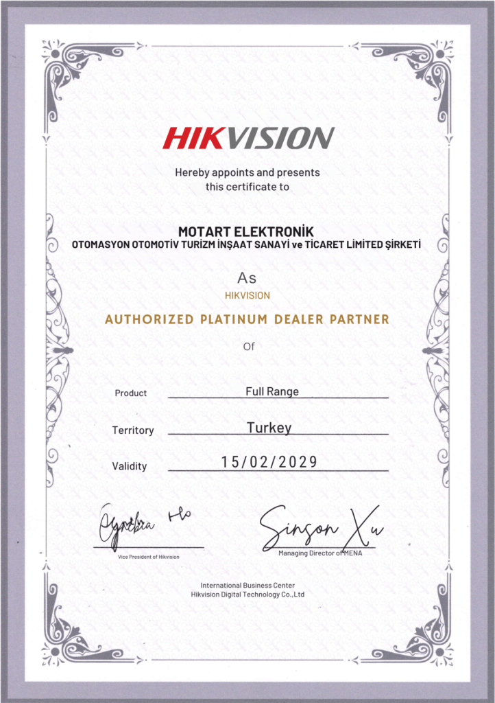 MOTART HİKVİSİON SERTİFİKA